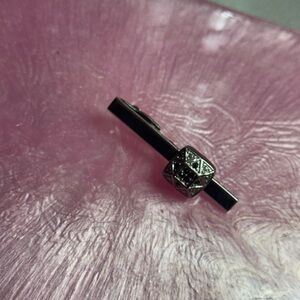 Silver Tie Clip with Black Gemstone